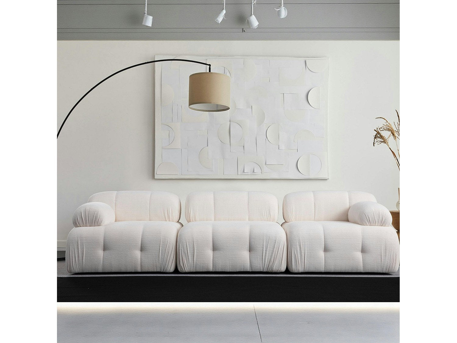 Canapé modulable 3 places blanc tissu
