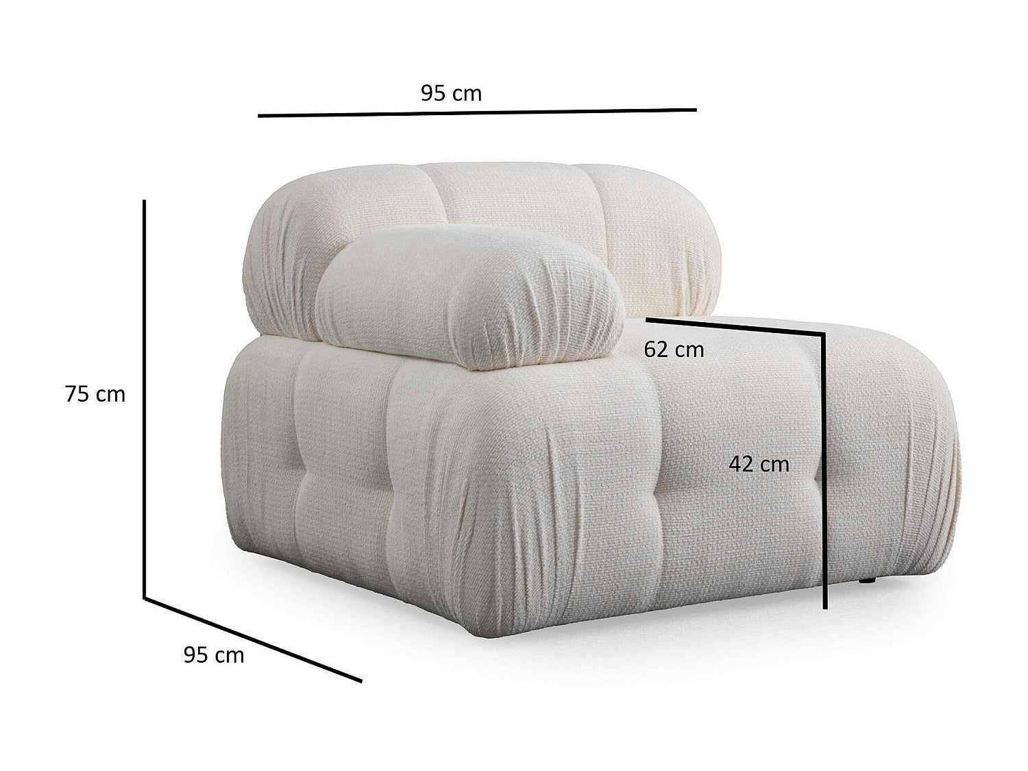 Canapé modulable 3 places blanc tissu