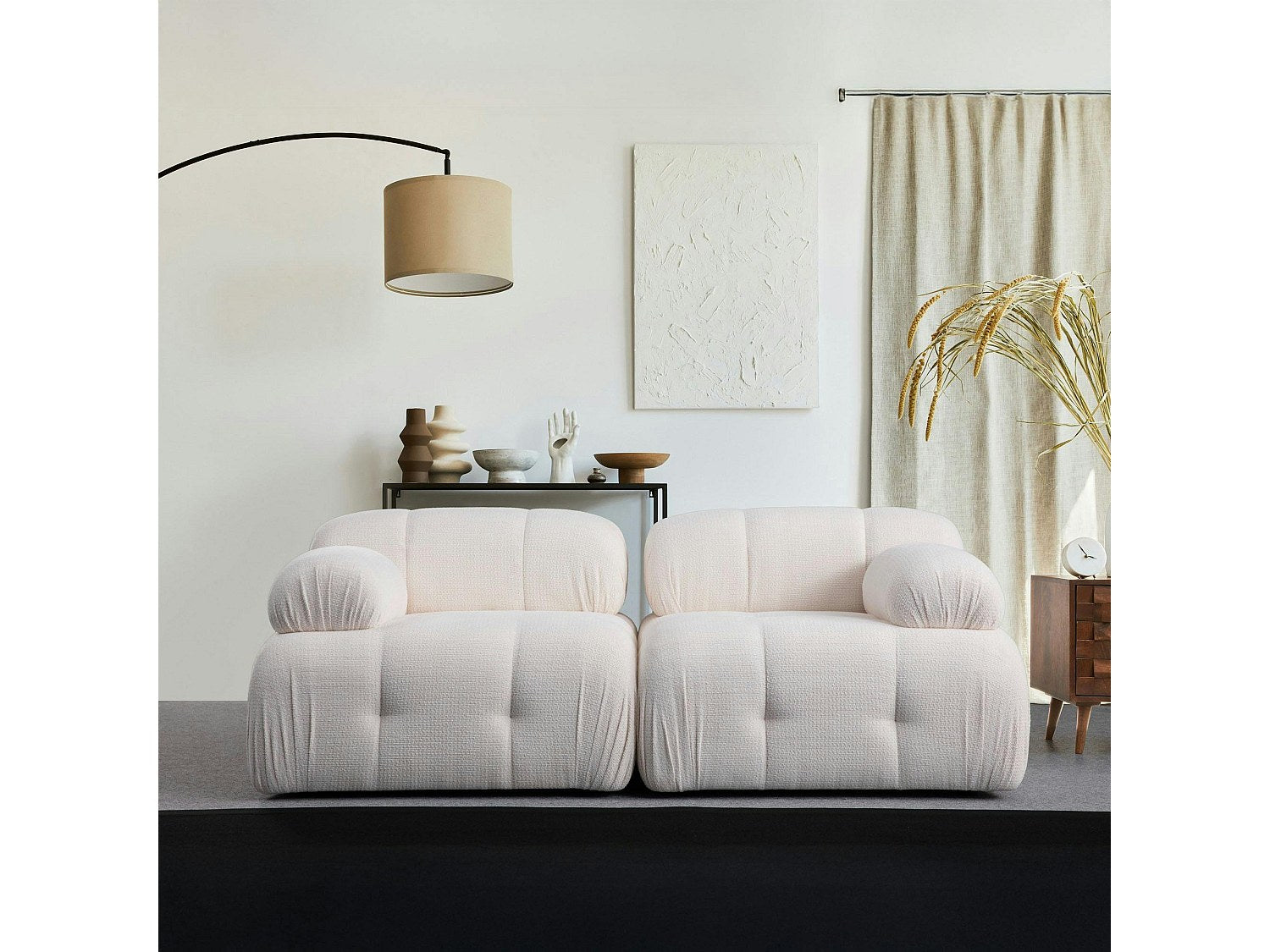Canapé modulable 2 places blanc tissu