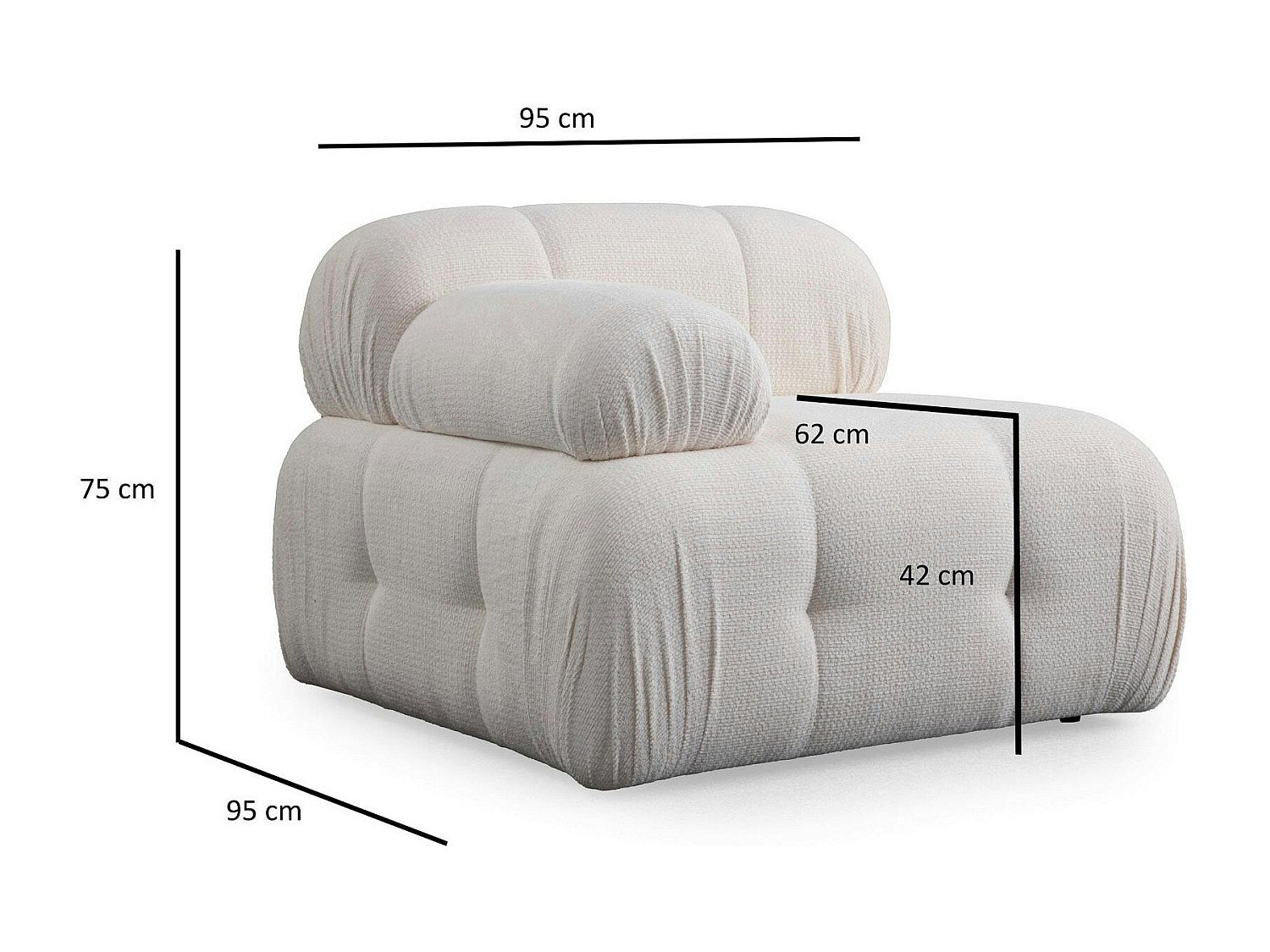 Canapé modulable 2 places blanc tissu