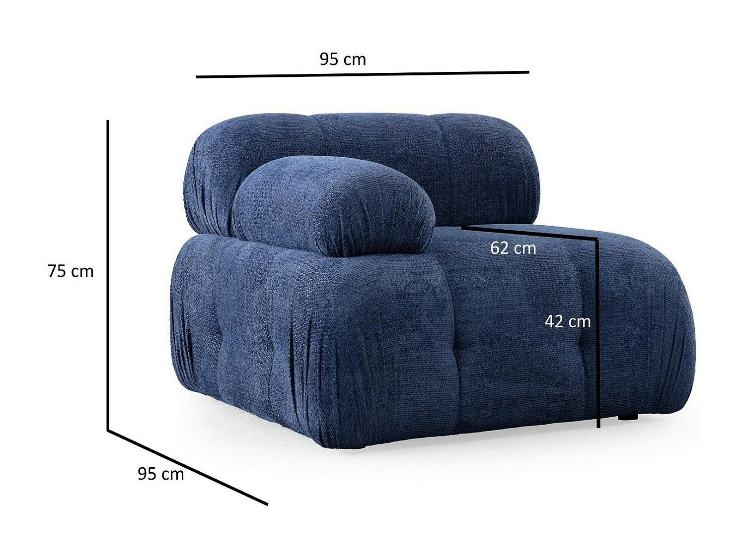 Canapé modulable 2 places bleu tissu