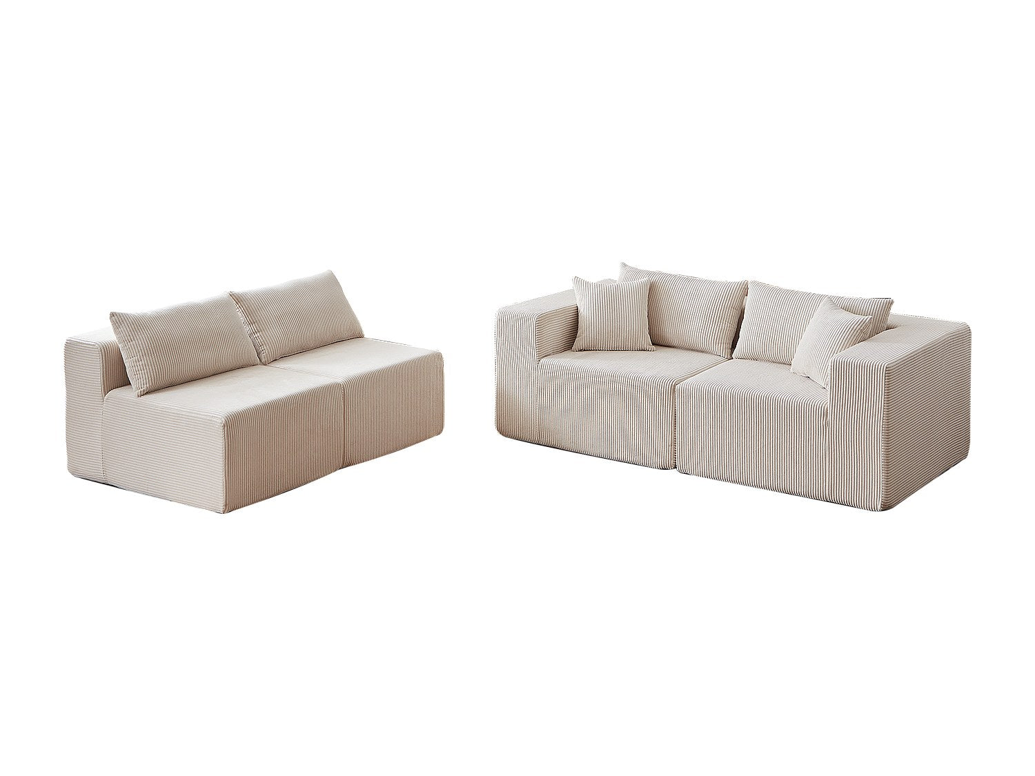 Angle pour canapé modulable 4 places beige tissu