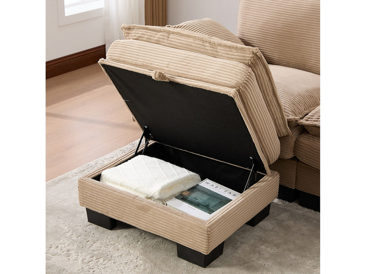 Pouf pour canapé modulable 3 places vert tissu