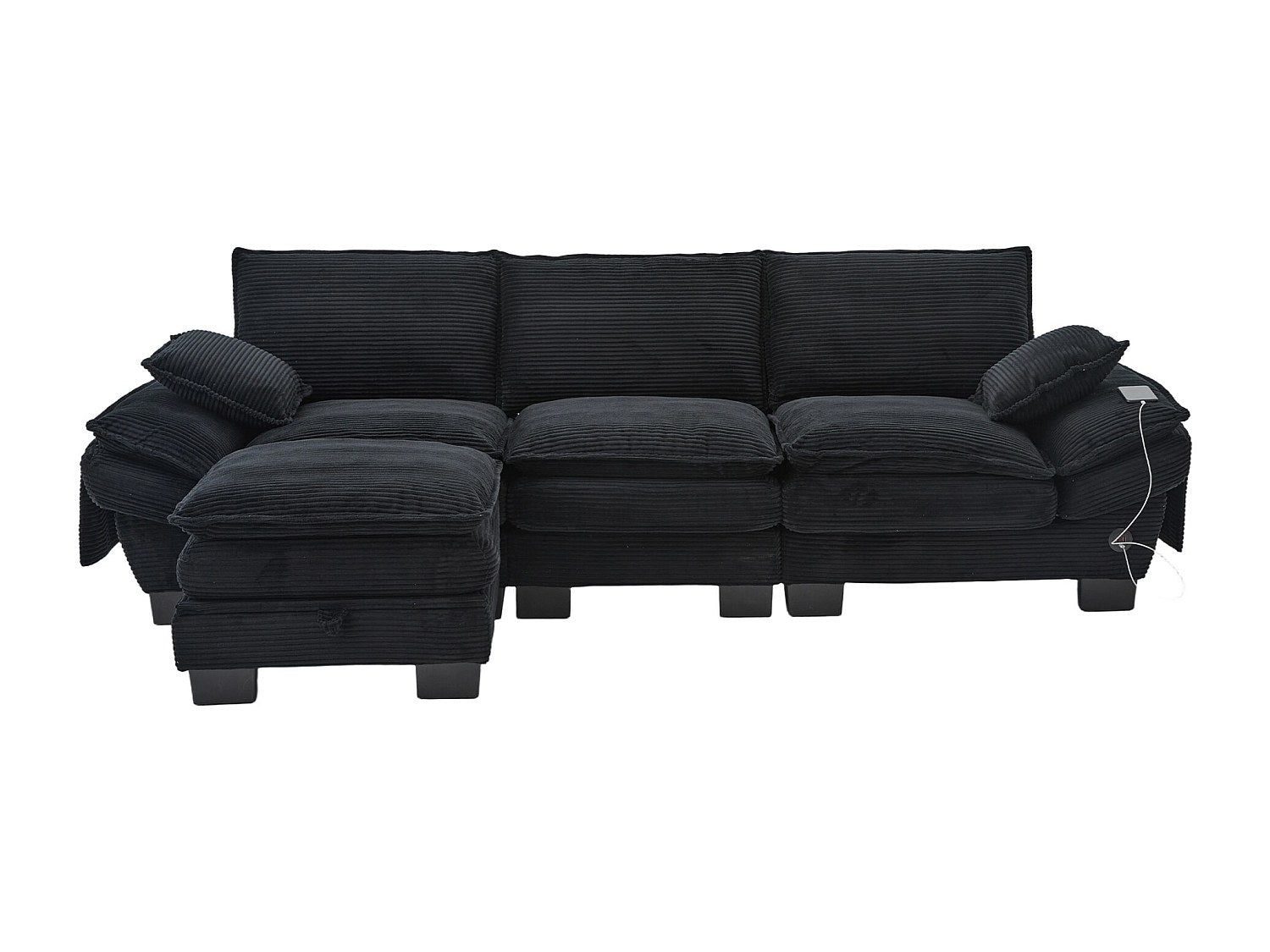 Pouf pour canapé modulable 3 places noir tissu