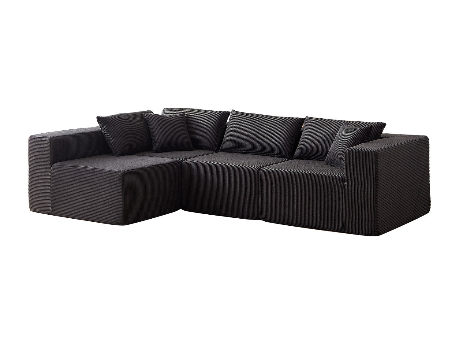 Angle pour canapé modulable 4 places noir tissu