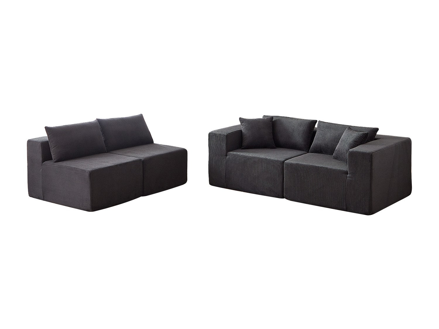 Angle pour canapé modulable 4 places noir tissu