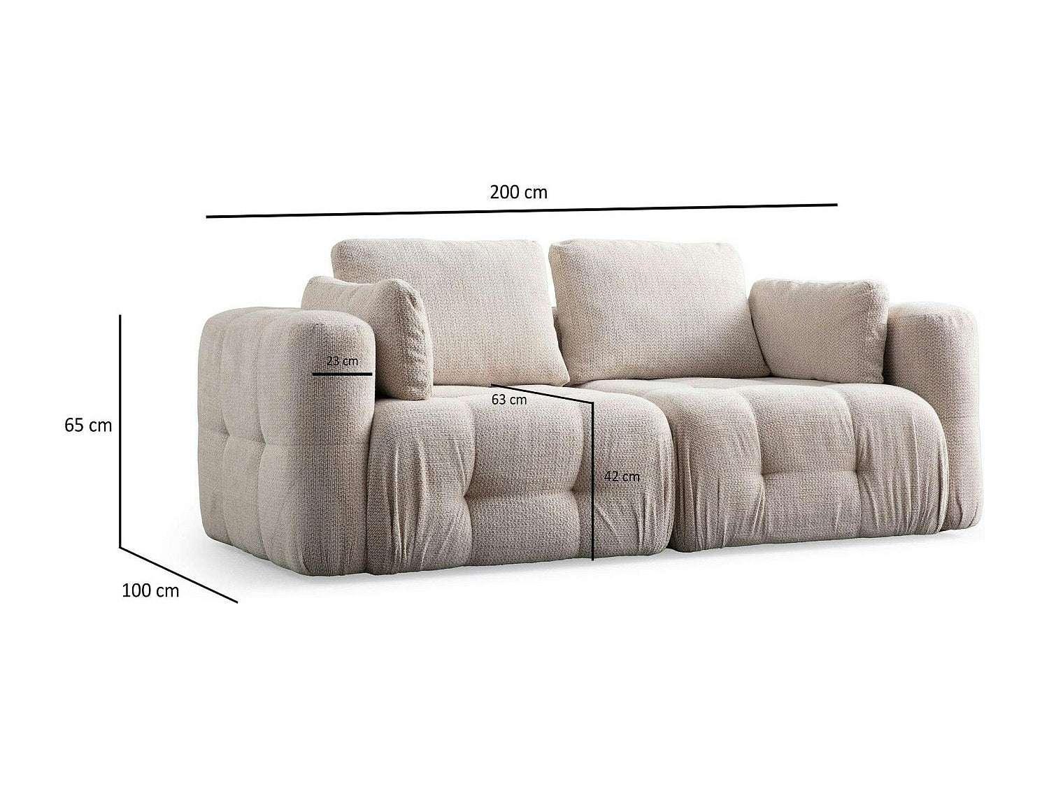 Canapé modulable 2 places beige tissu
