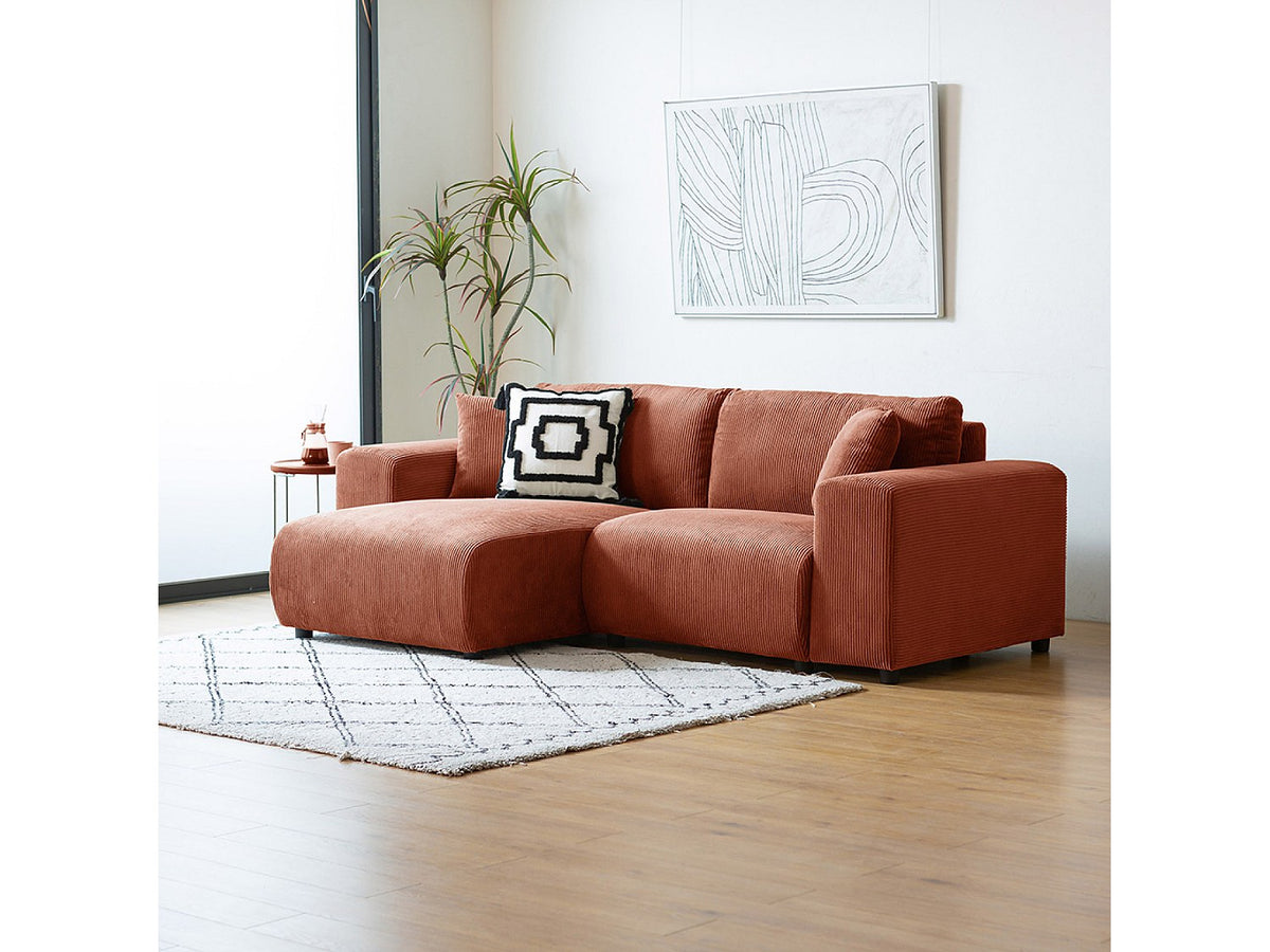 Angle pour canapé modulable 3 places orange velours