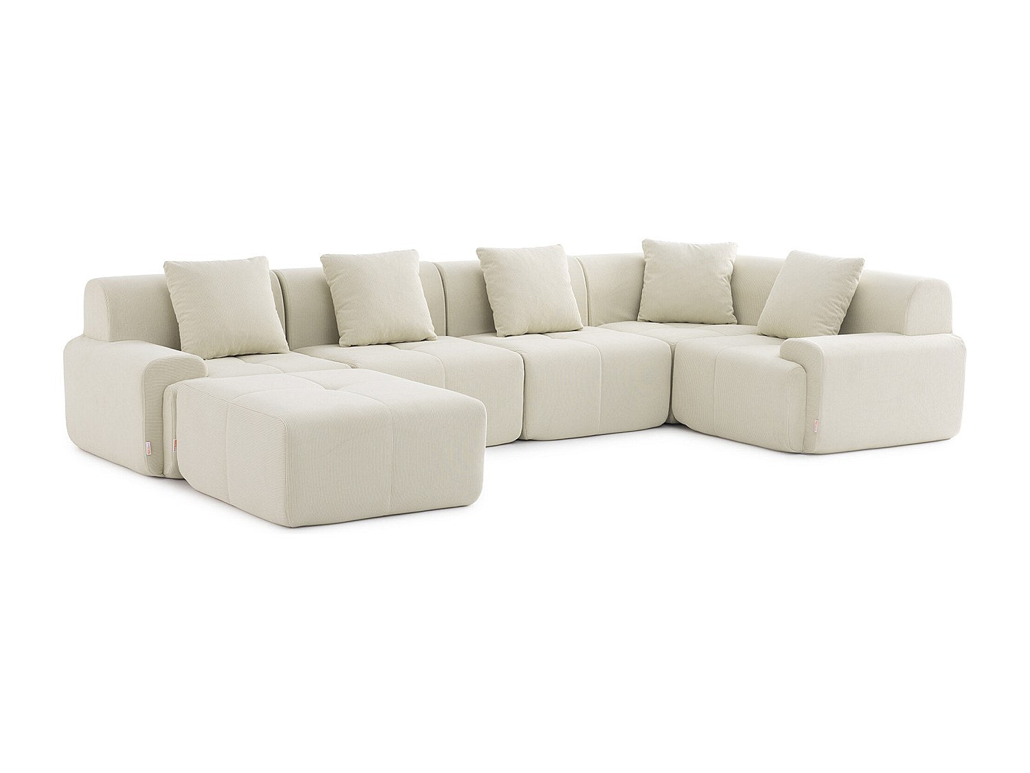 Méridienne pour canapé modulable 5 places beige tissu