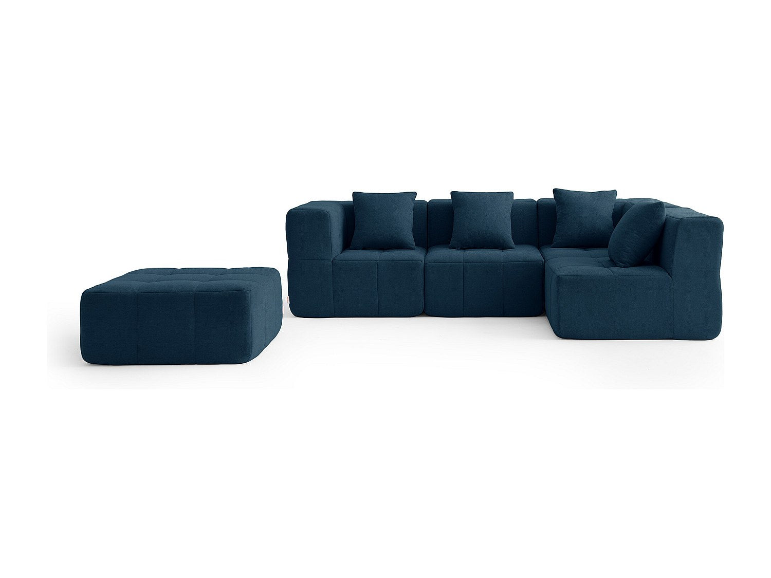 Méridienne pour canapé modulable 4 places bleu tissu
