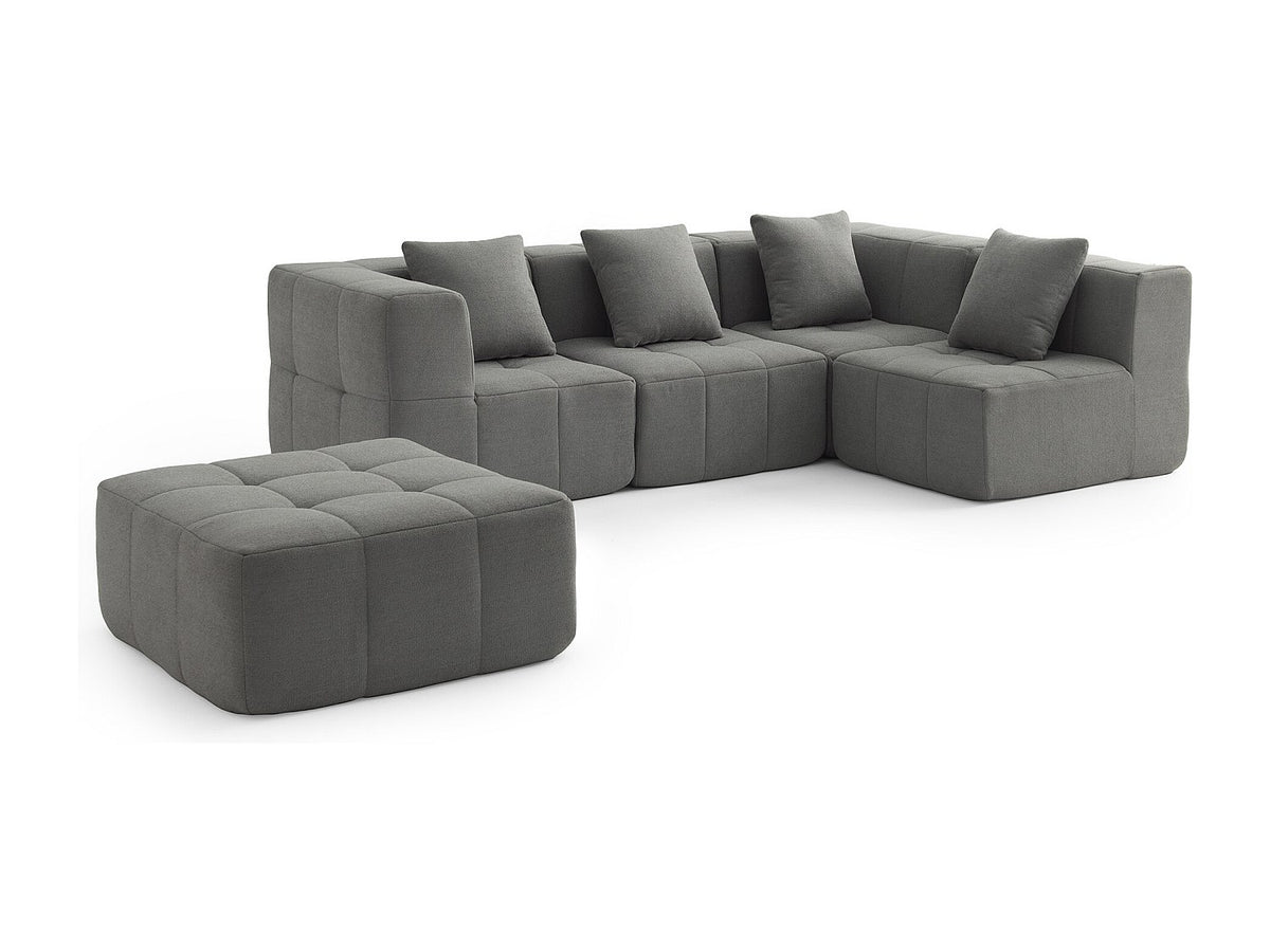 Méridienne pour canapé modulable 4 places gris tissu