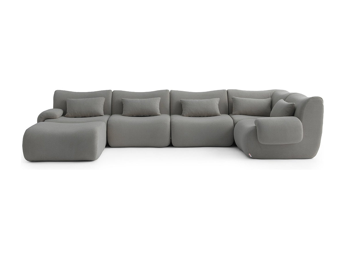 Méridienne pour canapé modulable 5 places gris tissu