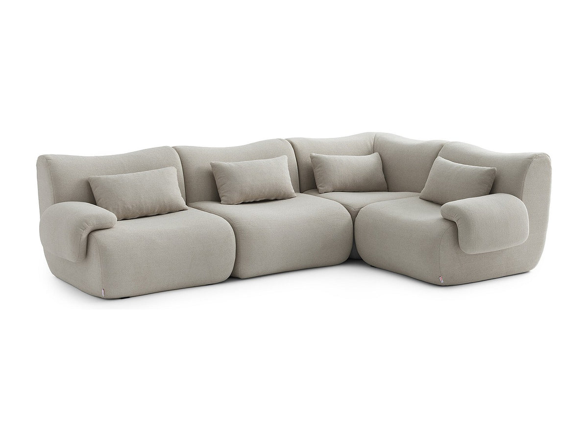 Méridienne pour canapé modulable 5 places beige tissu
