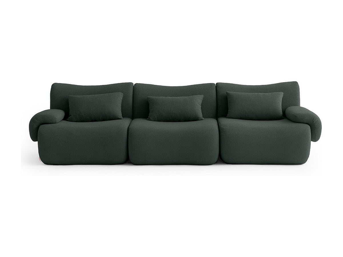 Canapé modulable 3 places vert tissu