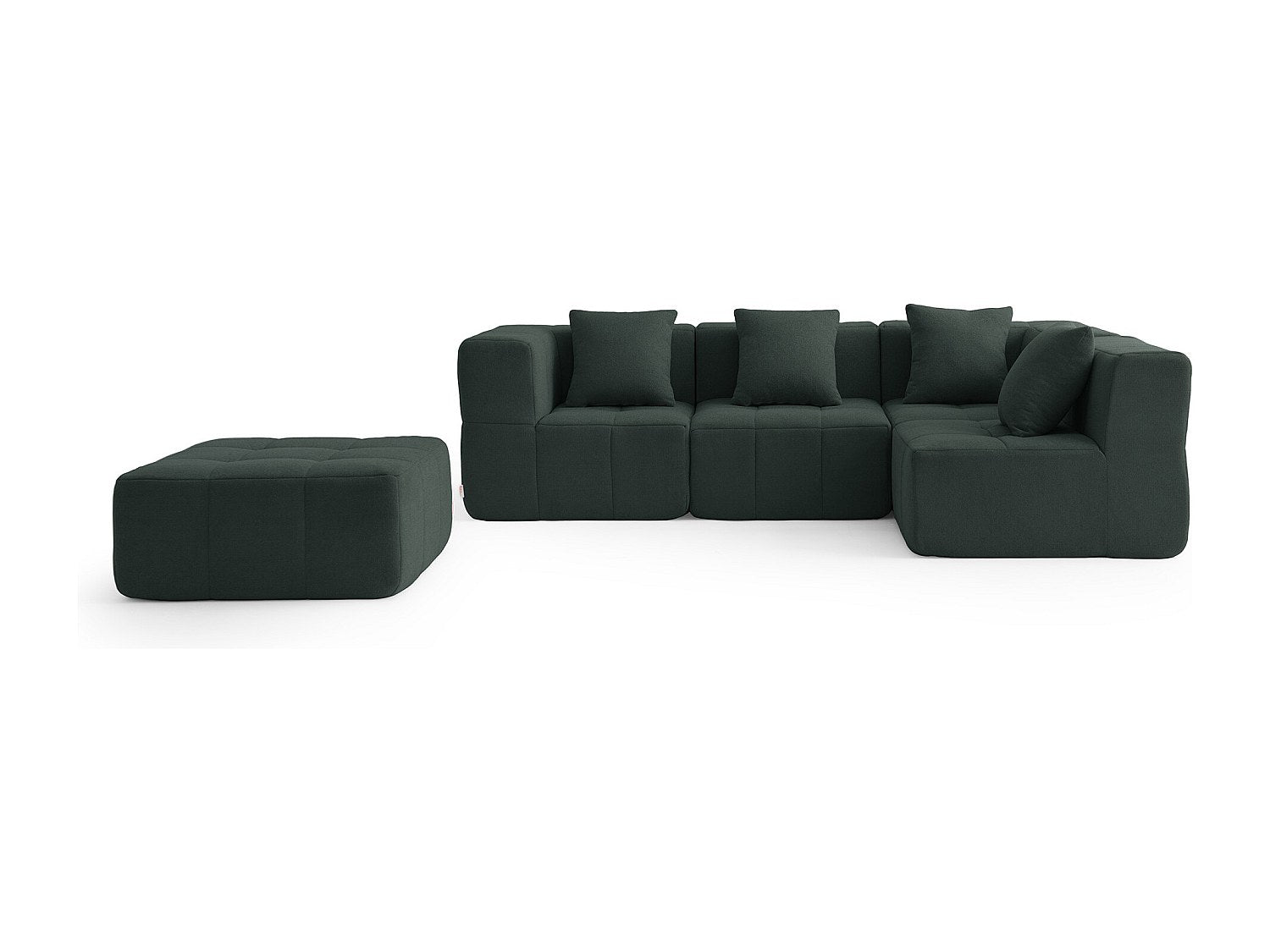Méridienne pour canapé modulable 4 places vert tissu