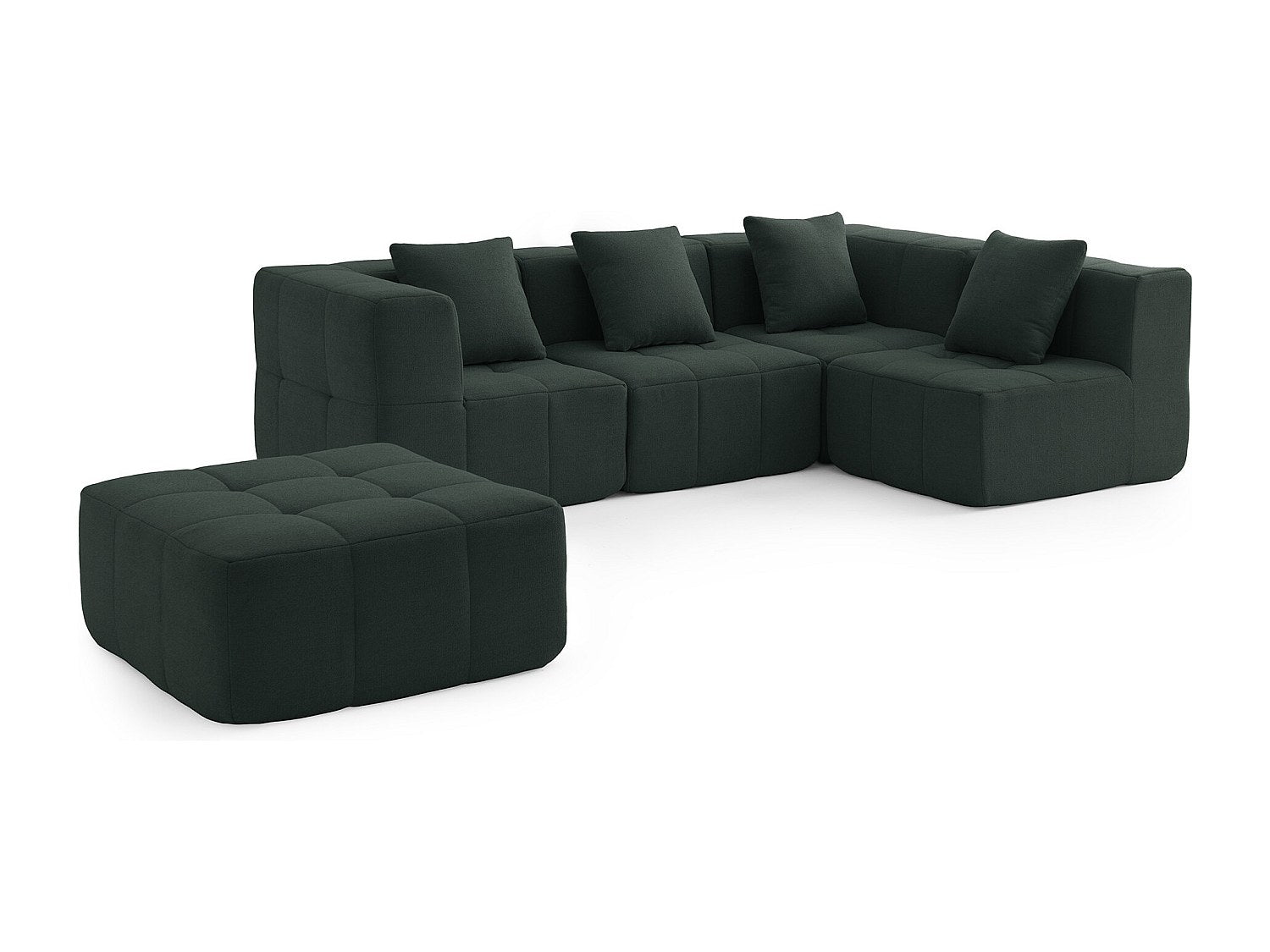 Méridienne pour canapé modulable 4 places vert tissu