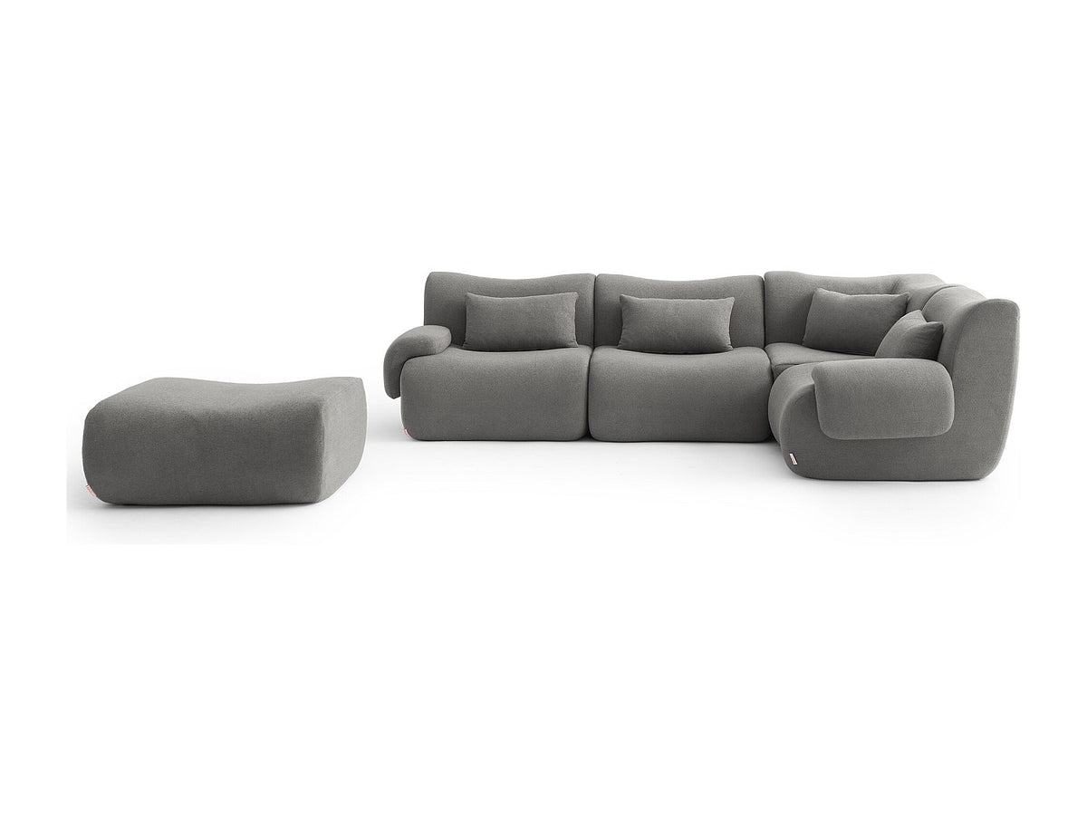 Méridienne pour canapé modulable 4 places gris tissu