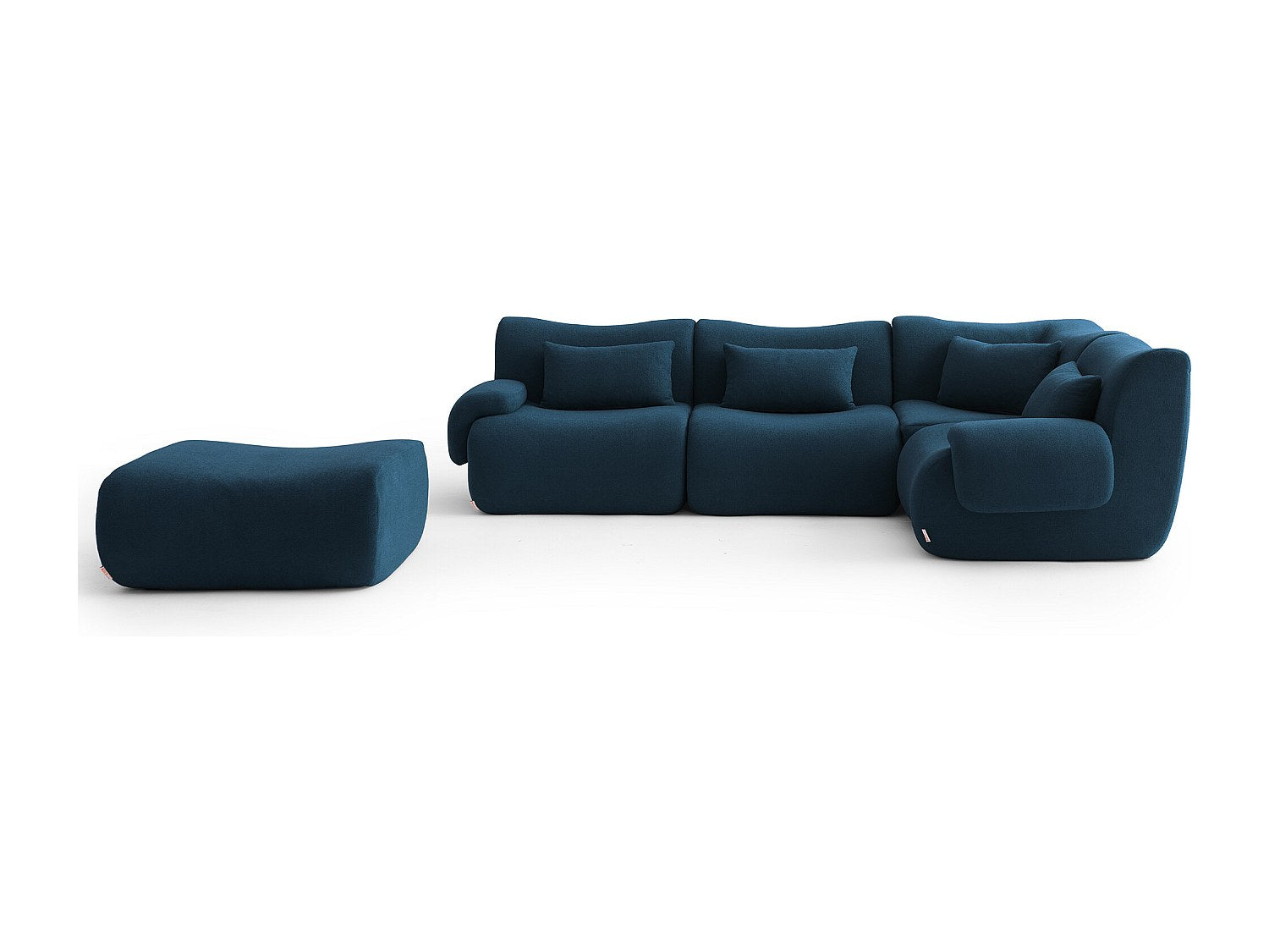 Méridienne pour canapé modulable 4 places bleu tissu