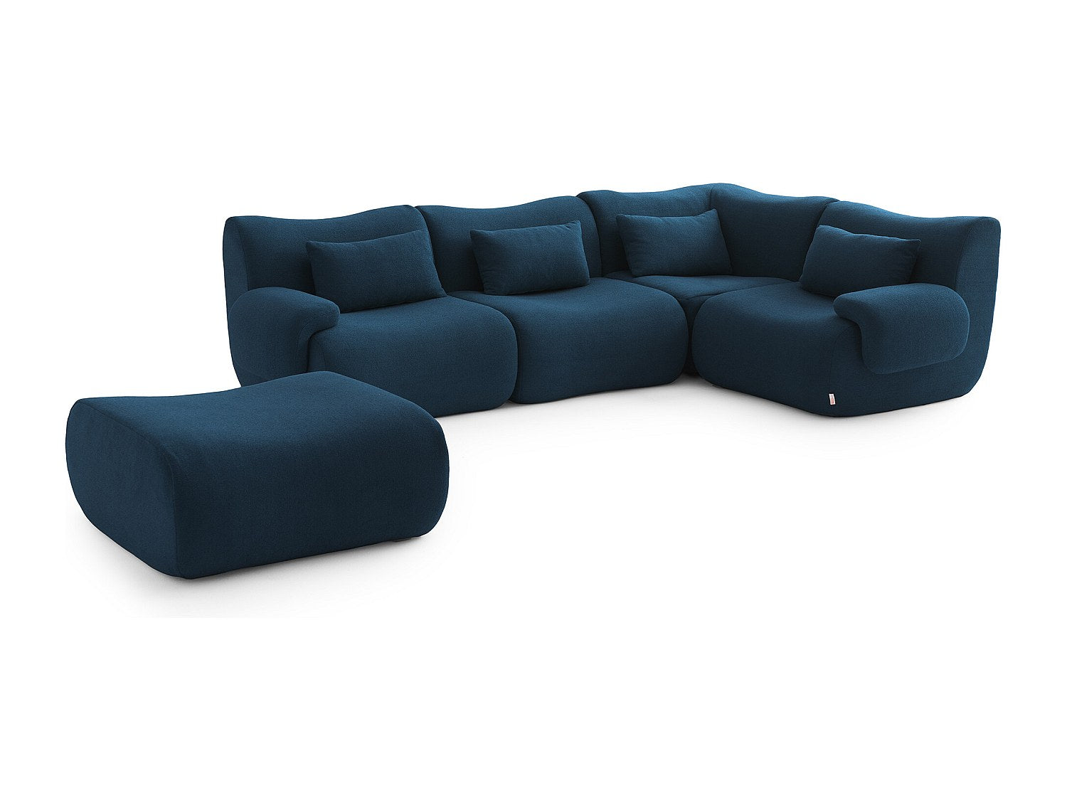 Méridienne pour canapé modulable 4 places bleu tissu