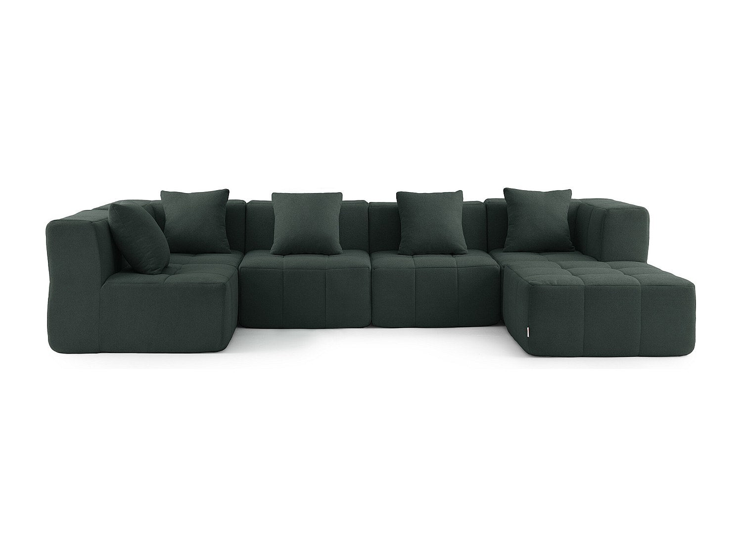 Méridienne pour canapé modulable 5 places vert tissu