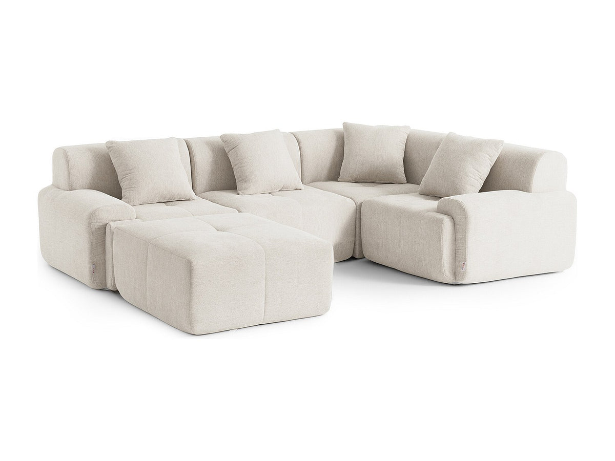 Méridienne pour canapé modulable 4 places beige tissu