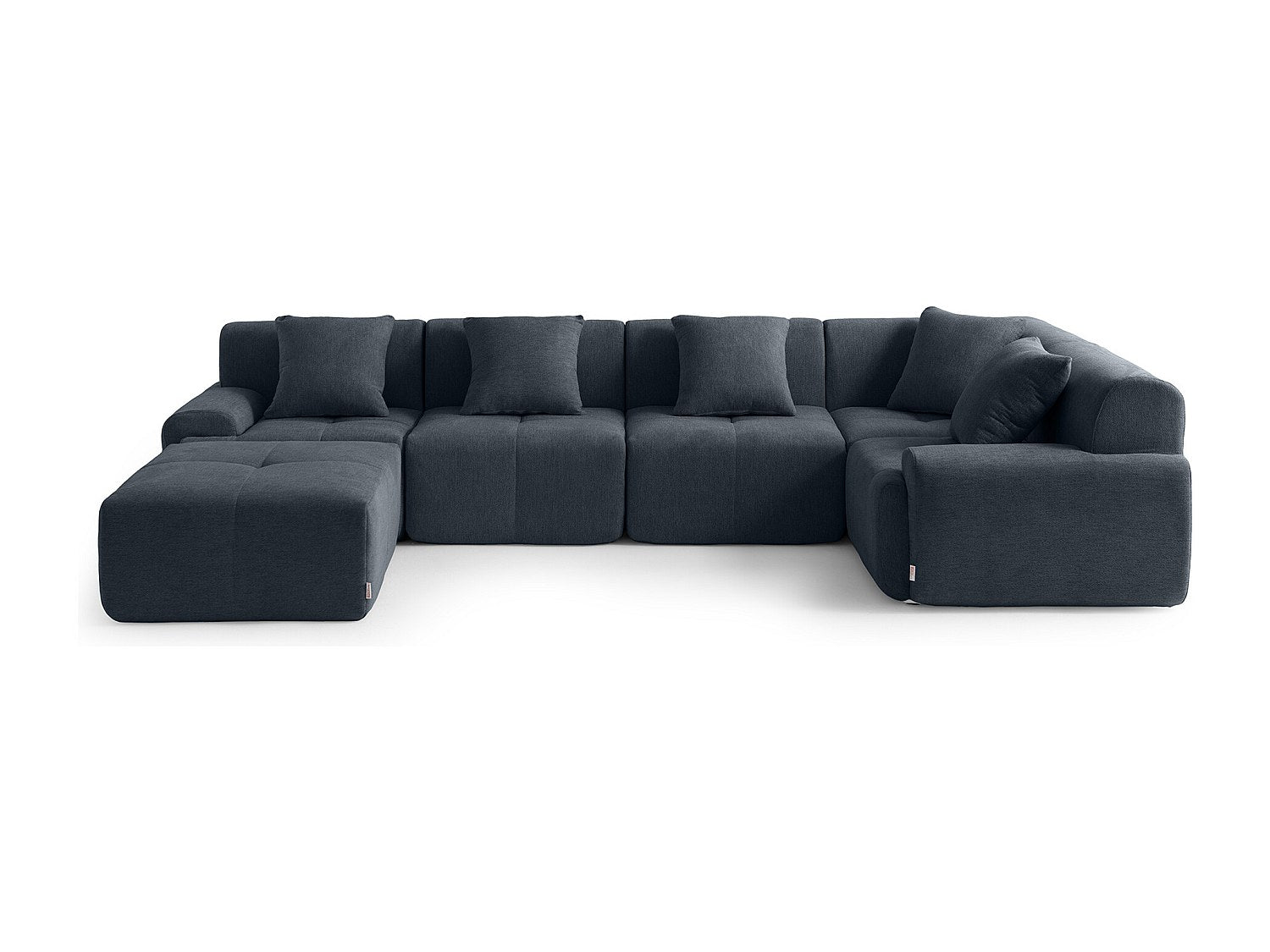 Méridienne pour canapé modulable 5 places bleu tissu