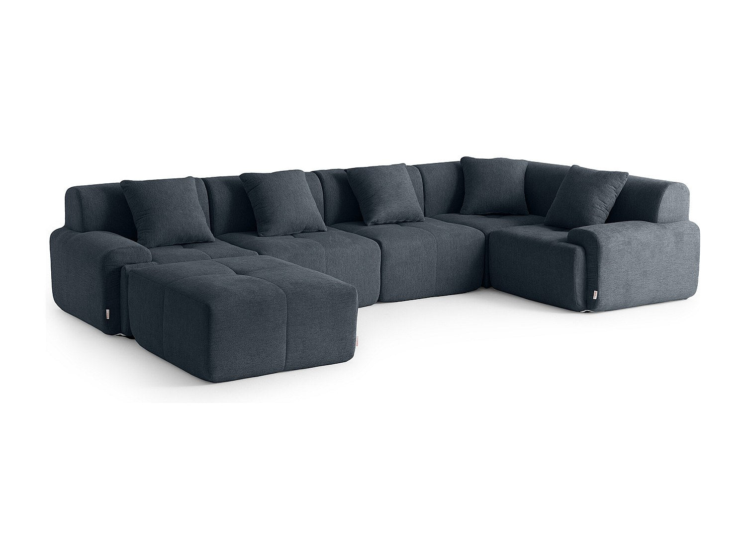 Méridienne pour canapé modulable 5 places bleu tissu