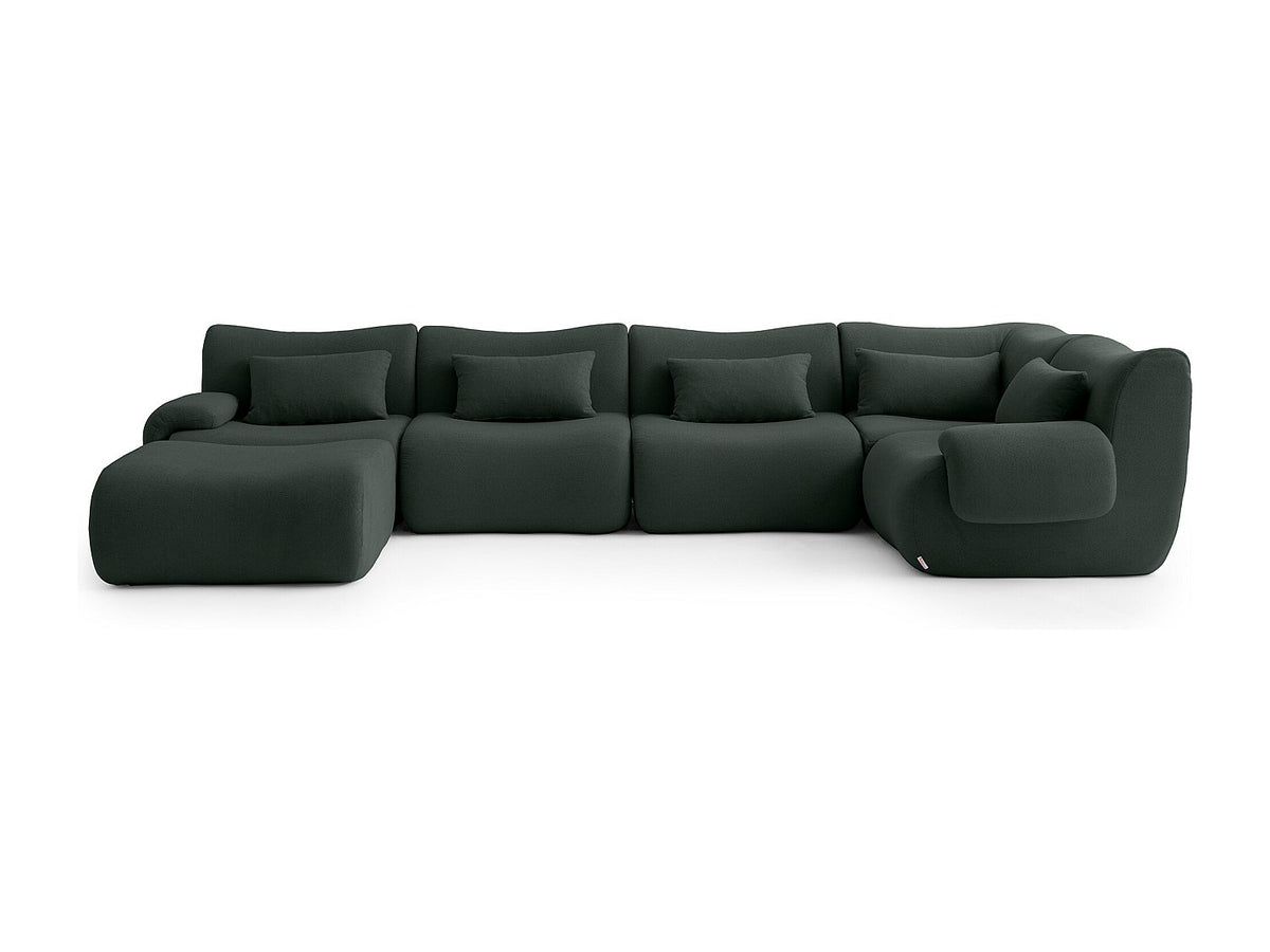 Méridienne pour canapé modulable 5 places vert tissu