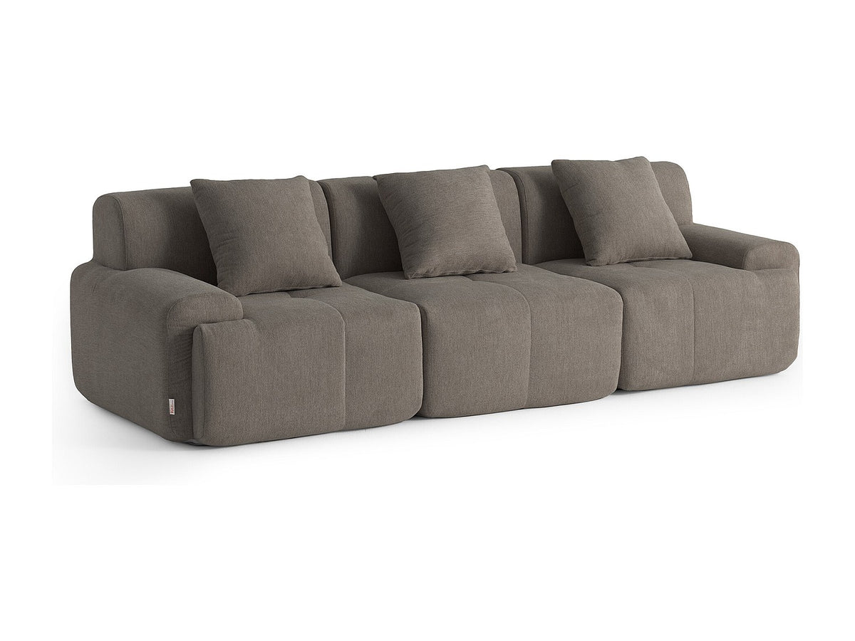Canapé modulable 3 places marron tissu