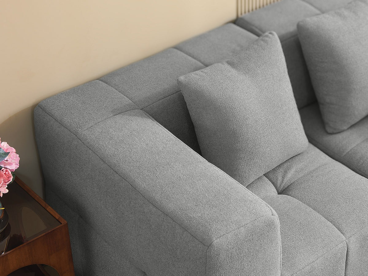 Canapé modulable 4 places gris tissu