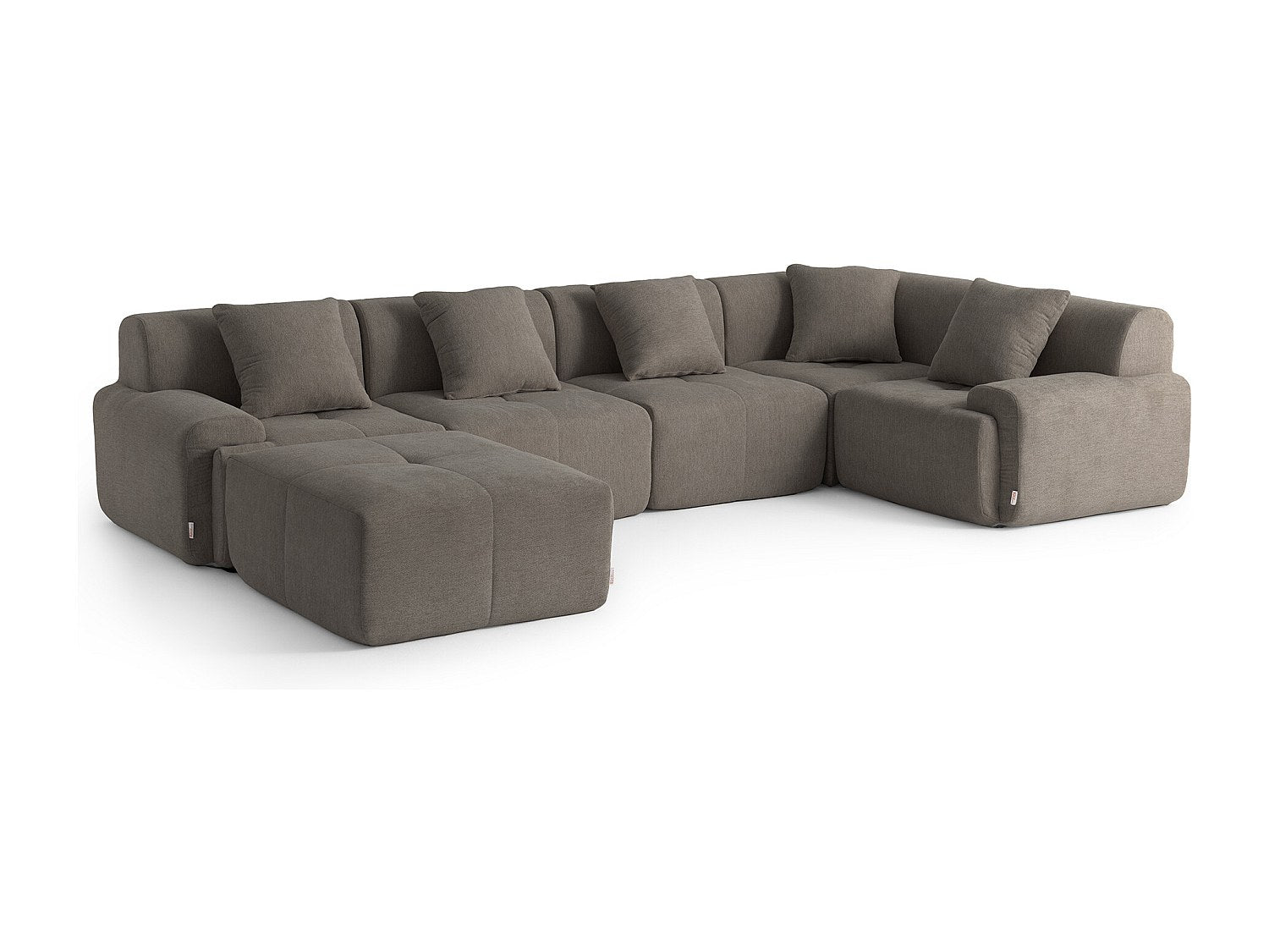 Méridienne pour canapé modulable 5 places marron tissu