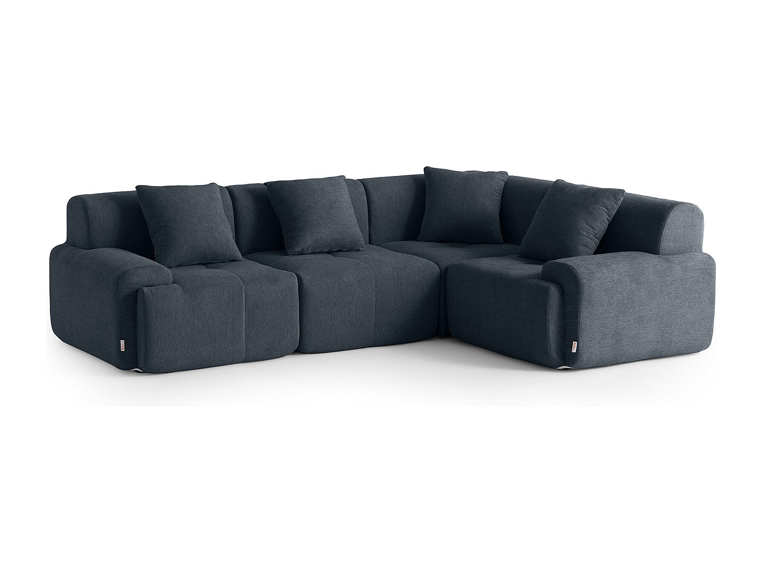 Canapé modulable 4 places bleu tissu