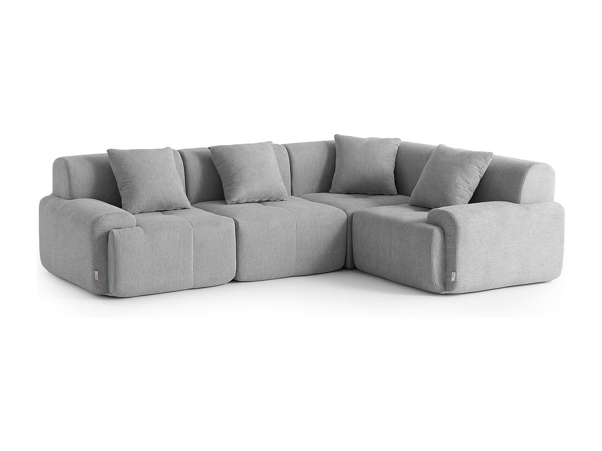 Canapé modulable 4 places gris tissu