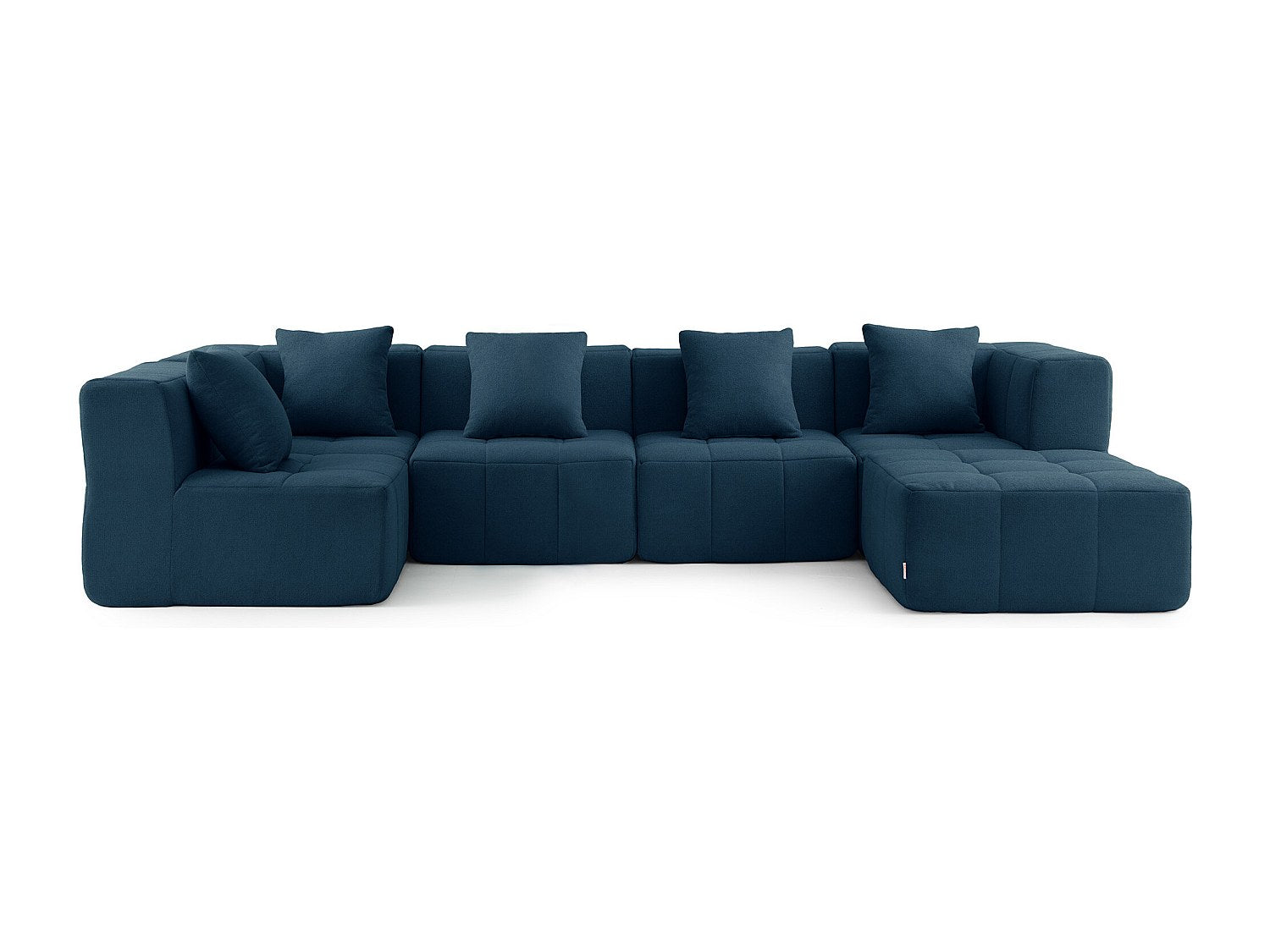 Méridienne pour canapé modulable 5 places bleu tissu