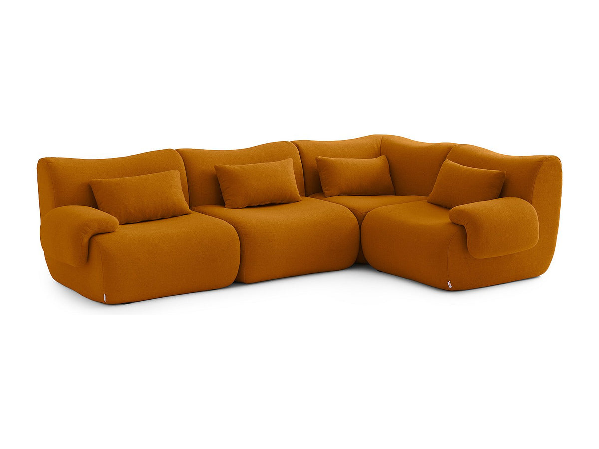 Canapé modulable 4 places marron tissu