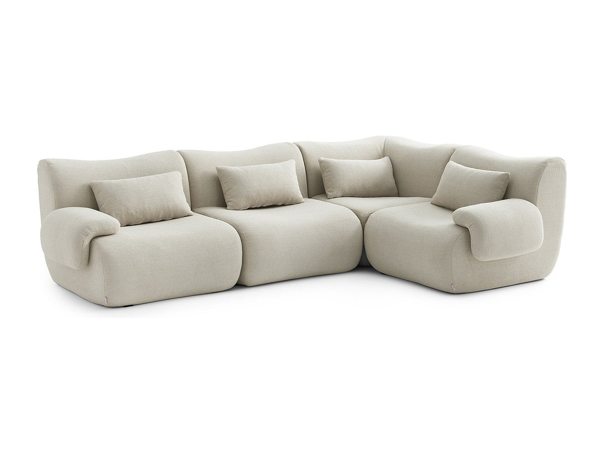 Canapé modulable 4 places beige tissu