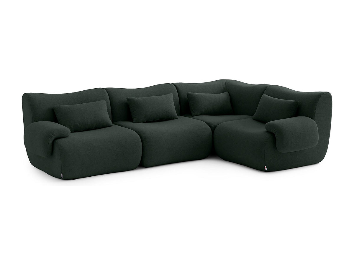 Canapé modulable 4 places vert tissu