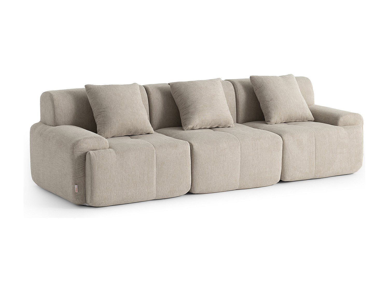 Canapé modulable 3 places beige tissu