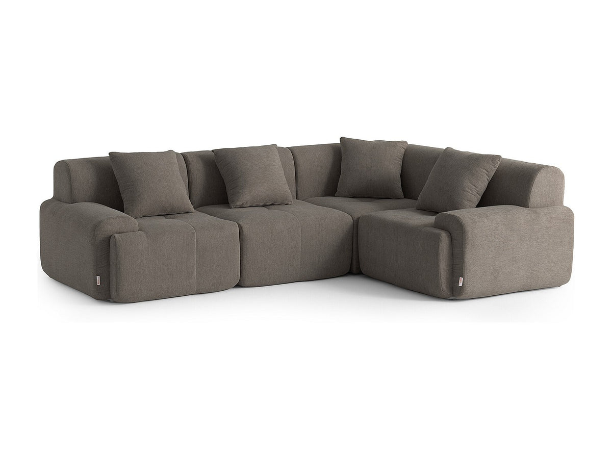 Canapé modulable 4 places marron tissu