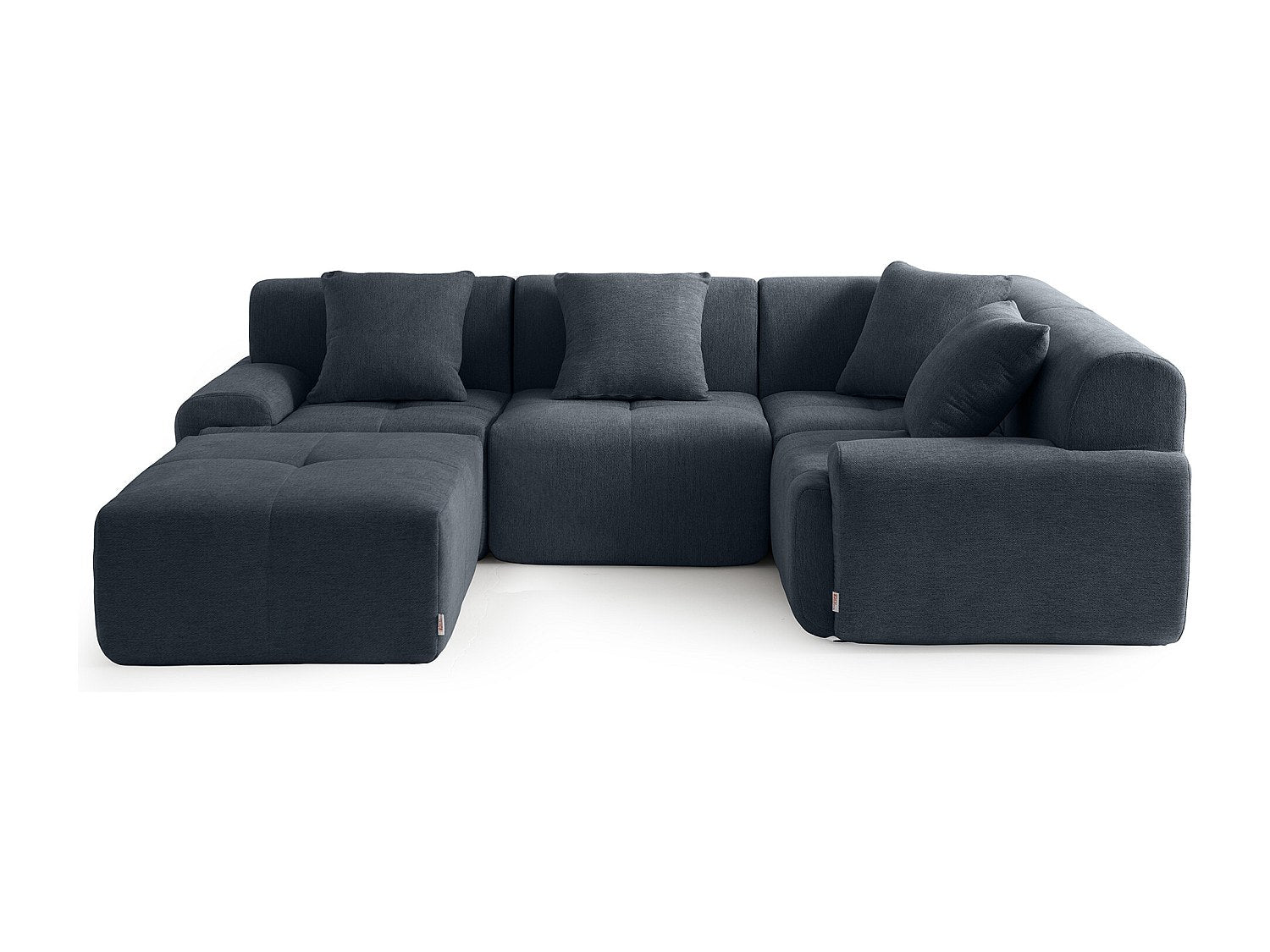 Méridienne pour canapé modulable 4 places bleu tissu