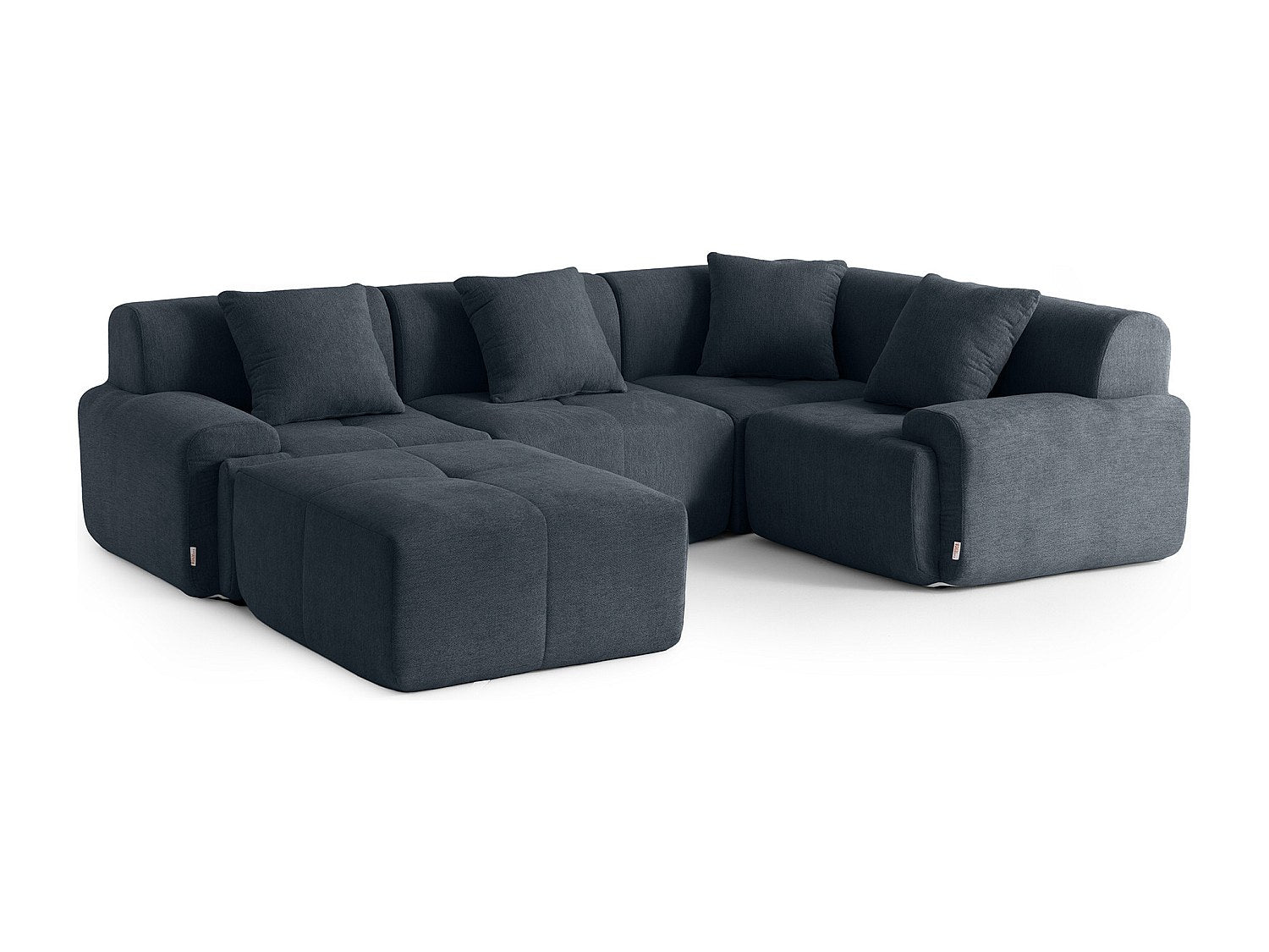 Méridienne pour canapé modulable 4 places bleu tissu