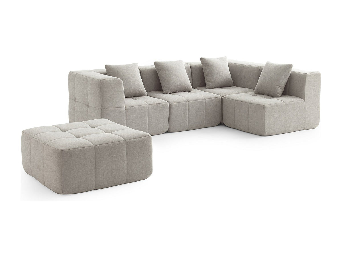 Méridienne pour canapé modulable 4 places beige tissu
