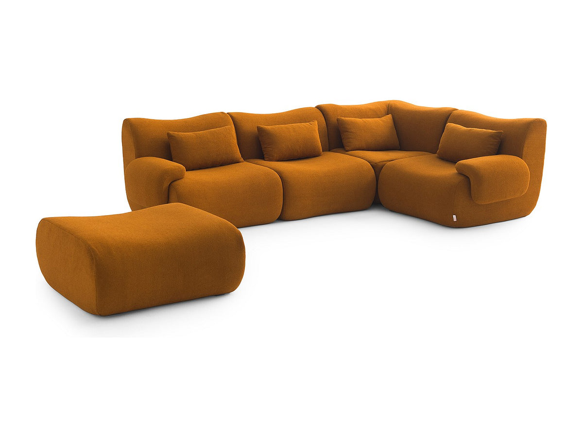 Méridienne pour canapé modulable 4 places marron tissu