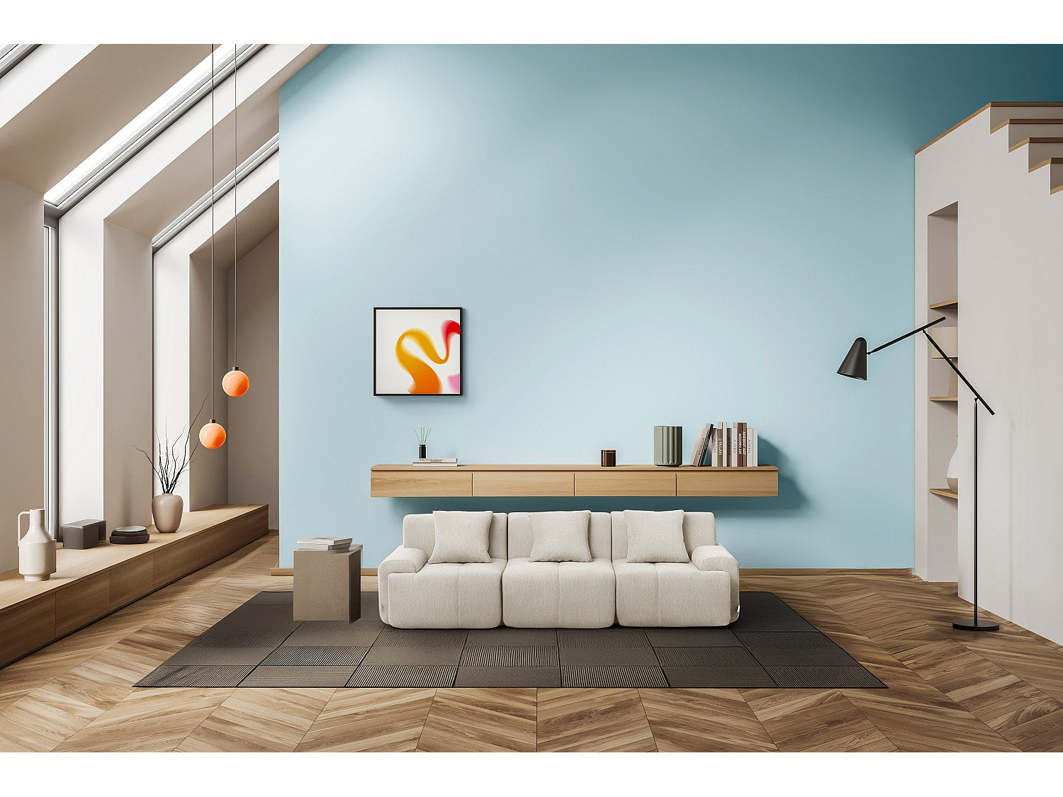 Canapé modulable 3 places beige tissu