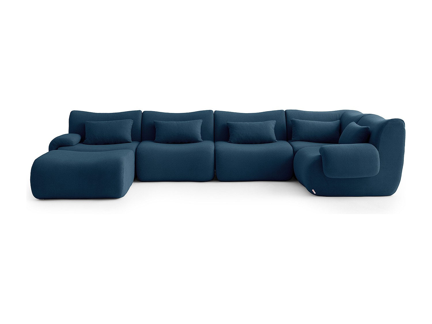 Méridienne pour canapé modulable 5 places bleu tissu