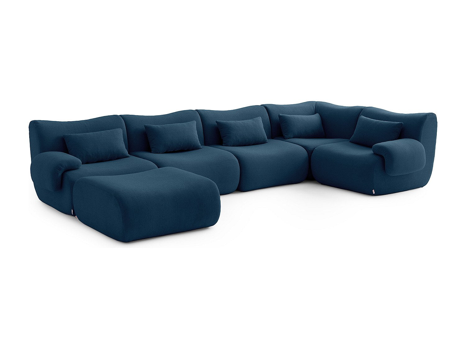 Méridienne pour canapé modulable 5 places bleu tissu