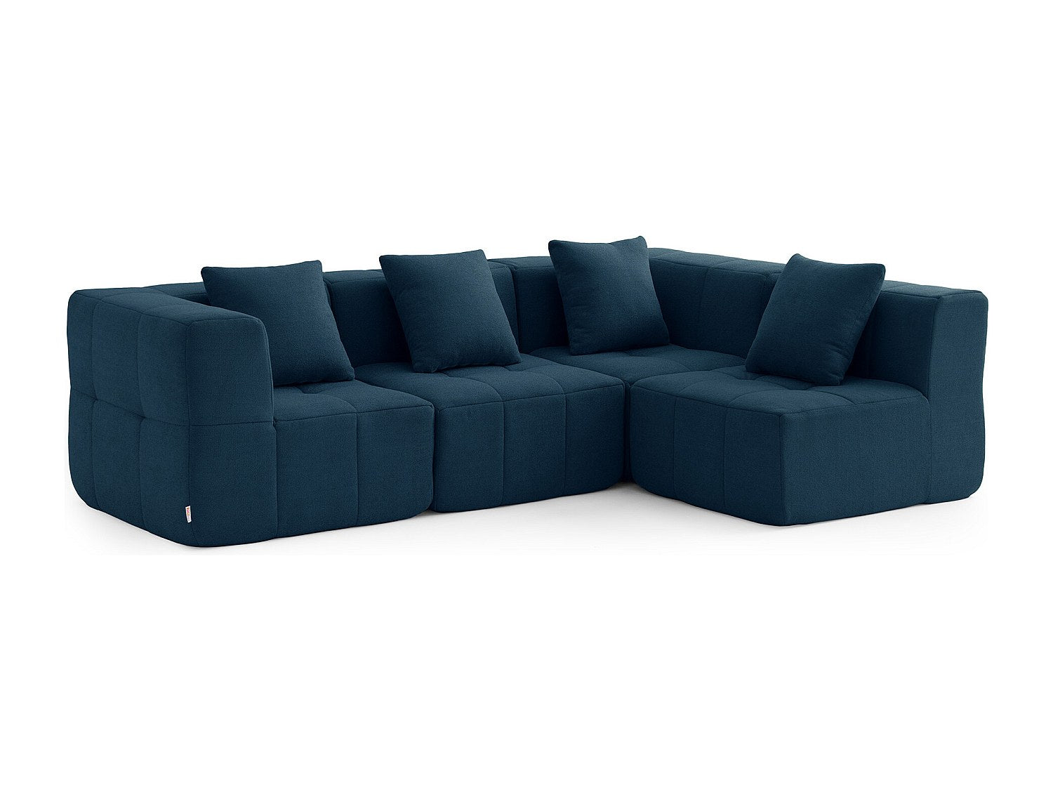 Canapé modulable 4 places bleu tissu