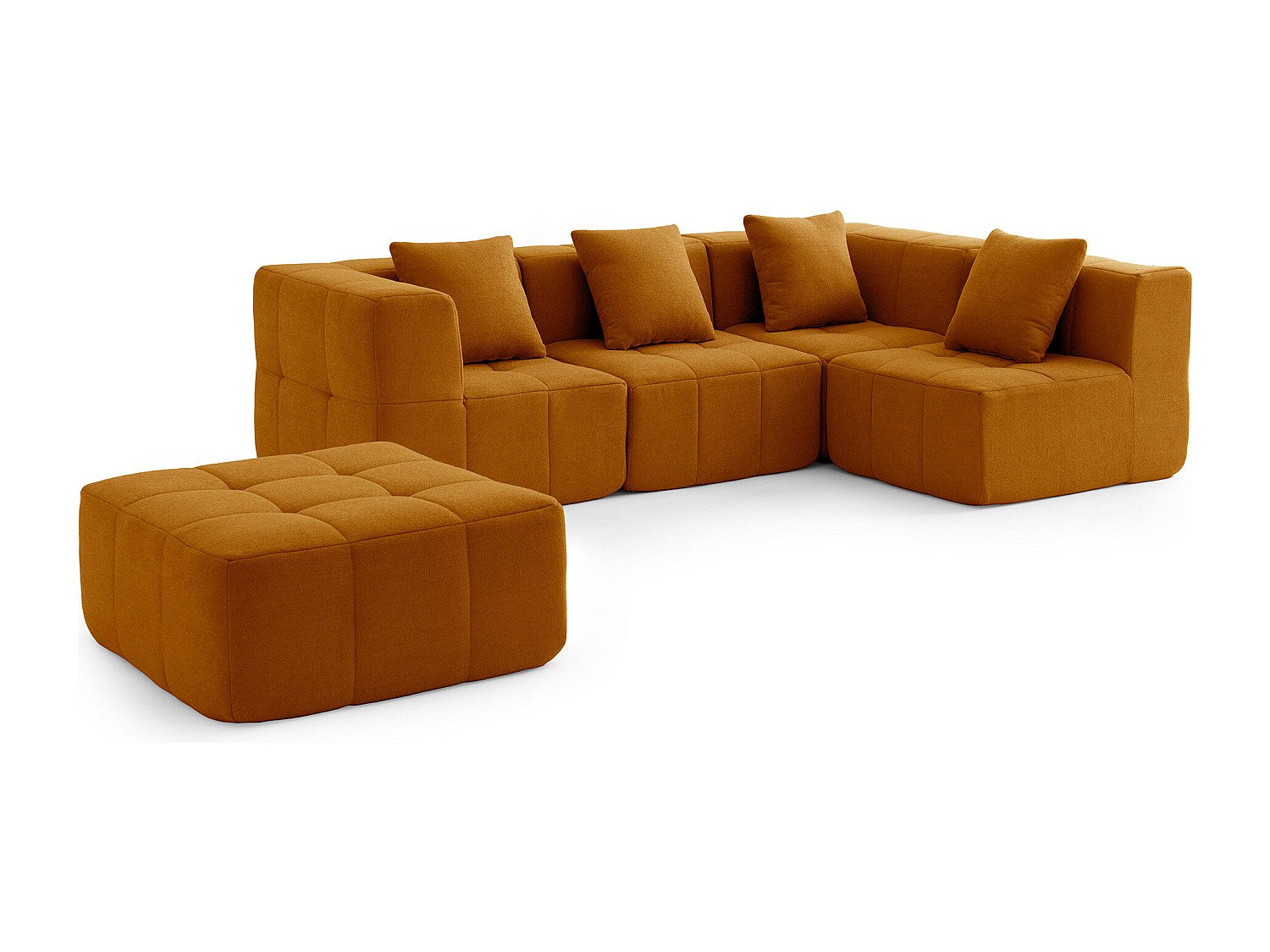 Méridienne pour canapé modulable 4 places marron tissu