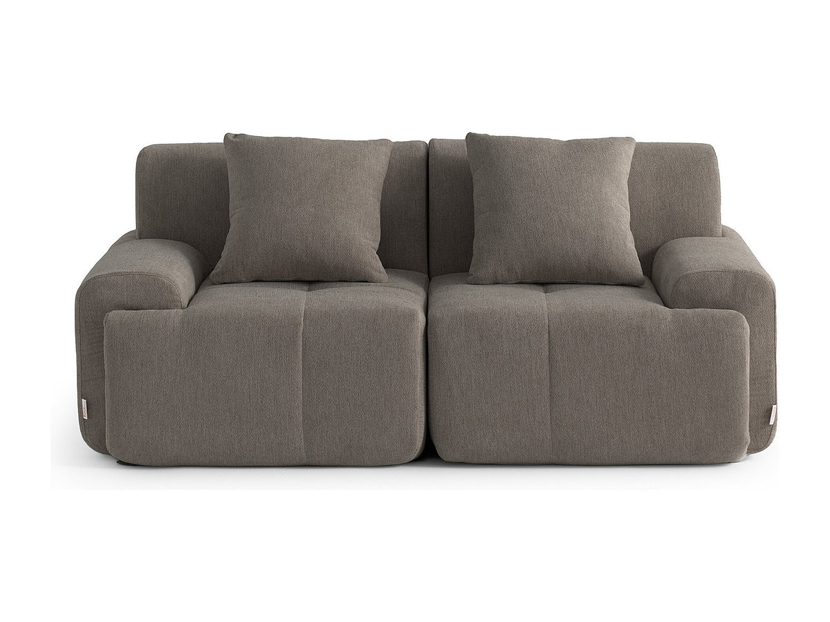 Canapé modulable 2 places marron tissu