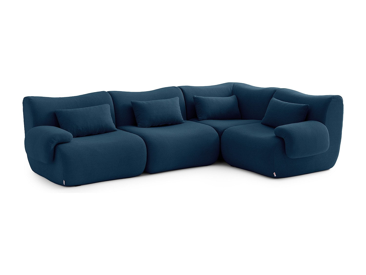 Canapé modulable 4 places bleu tissu